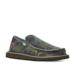 Sanuk Wanderlust Grateful Dead Slip on Loafers Shoes Tie Dye Size 10 Green